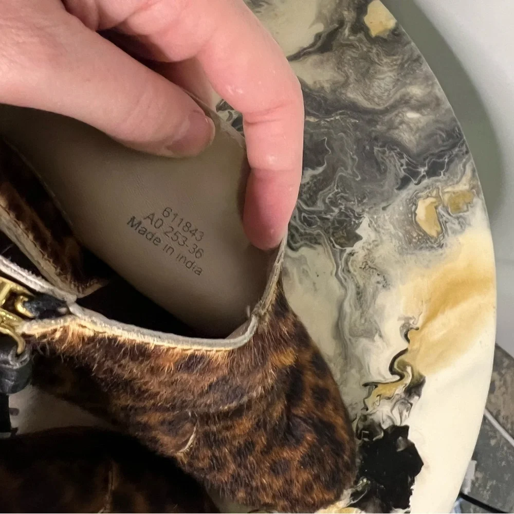 Boden Hoxton Calf Hair Leopard Boots 36